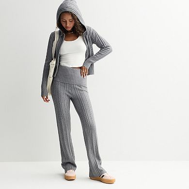 Juniors' Harper & Ivy Fold Over Cable Sweater Pants