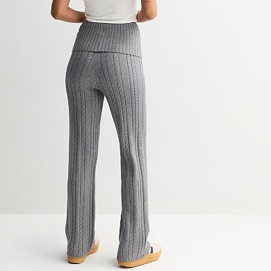 Juniors' Harper & Ivy Fold Over Cable Sweater Pants
