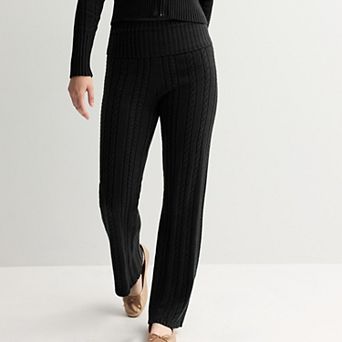 Juniors' Harper & Ivy Fold Over Cable Sweater Pants