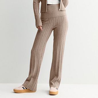 Juniors' Harper & Ivy Fold Over Cable Sweater Pants