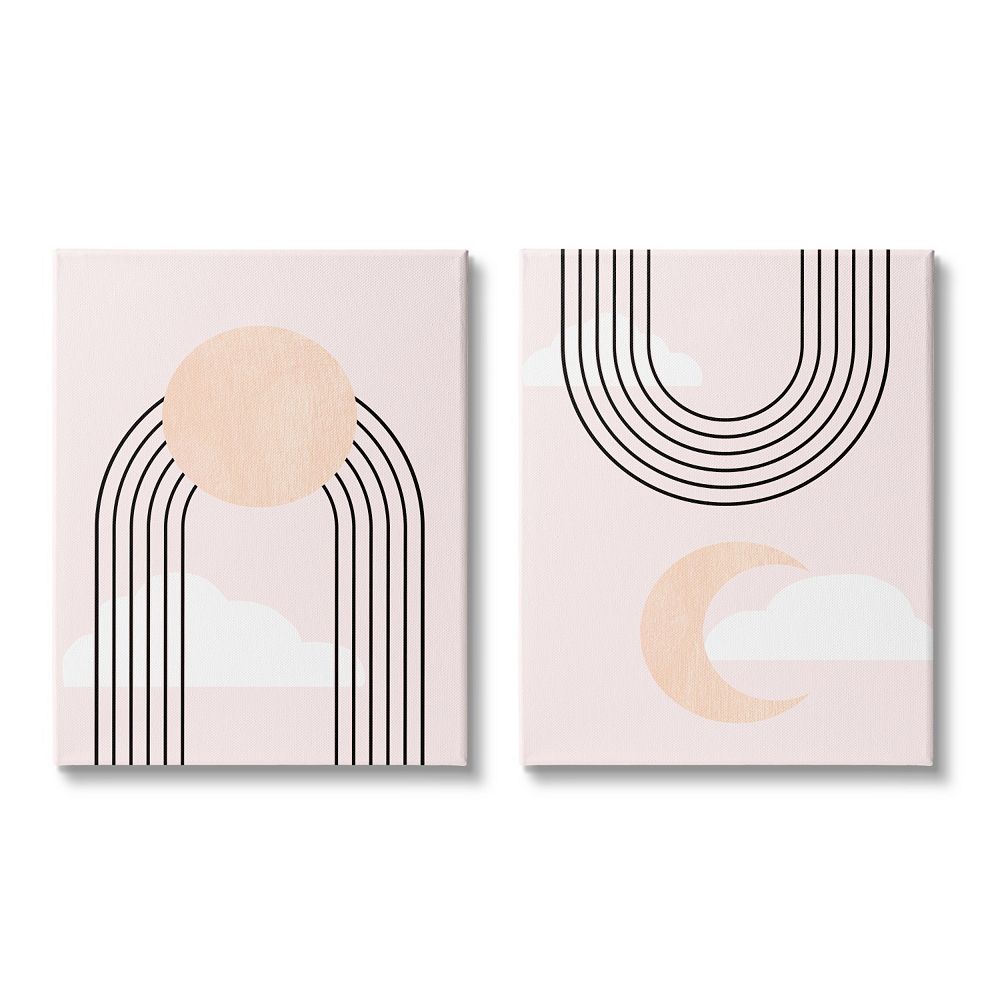 Stupell Home Decor 2-Piece Rainbow and Moon Abstract Wall Art Set