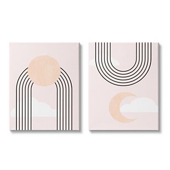 Stupell Home Decor 2 pc Rainbow and Moon Abstract Wall Art Set