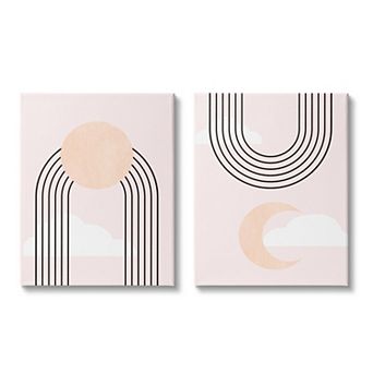 Stupell Home Decor 2 pc Rainbow and Moon Abstract Wall Art Set