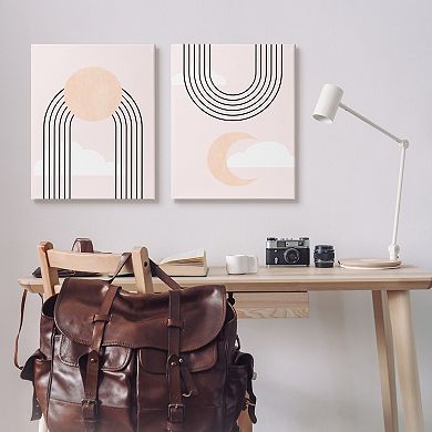 Stupell Home Decor 2-Piece Rainbow and Moon Abstract Wall Art Set