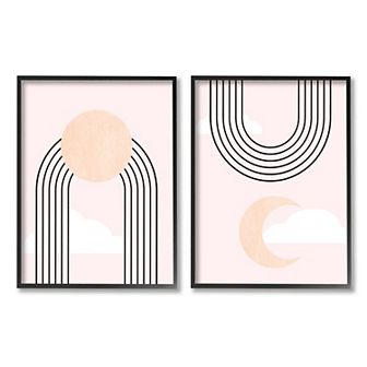 Stupell Home Decor 2 pc Rising Sun Rainbow Crescent Moon Wall Art Set
