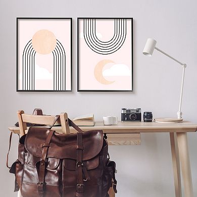 Stupell Home Decor 2-Piece Rising Sun Rainbow Crescent Moon Wall Art Set