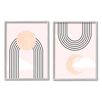 Stupell Home Decor 2 pc Abstract Sun and Moon Wall Art Set