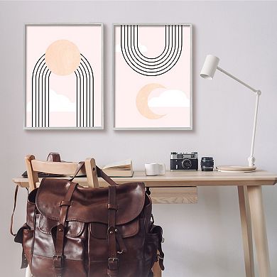 Stupell Home Decor 2-Piece Abstract Sun and Moon Wall Art Set