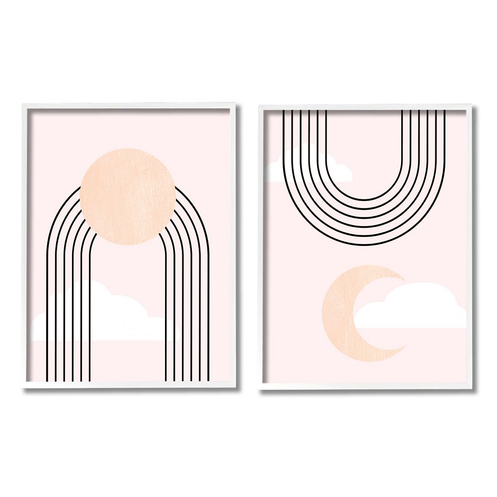 Stupell Home Decor 2-Piece Abstract Rainbow and Moon Wall Art Set