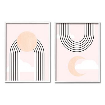 Stupell Home Decor 2 pc Abstract Rainbow and Moon Wall Art Set