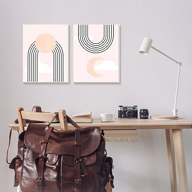 Stupell Home Decor 2-Piece Rainbow Crescent Moon Wall Art Set