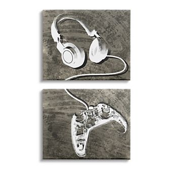 Stupell Home Decor Rustic Headphones Video Game Controller Wall Art