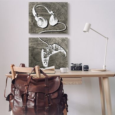Stupell Home Decor Rustic Headphones Video Game Controller Wall Art