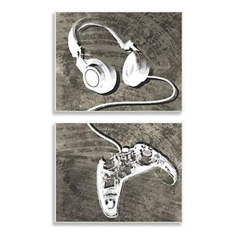 Stupell Home Decor Rustic Headphones Video Game Controller Wall Art