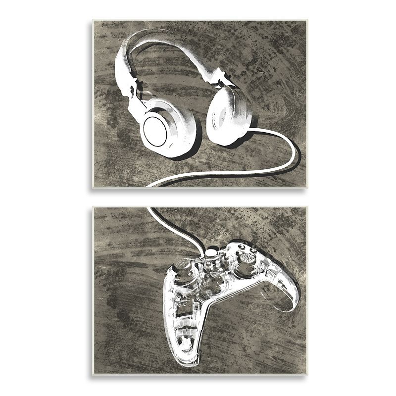 Stupell Home Decor Rustic Headphones Video Game Controller Wall Art, Multi