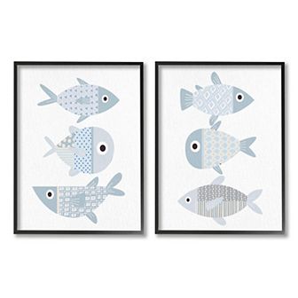 Stupell Home Decor 2 pc Patterned Fish Wall Art Set