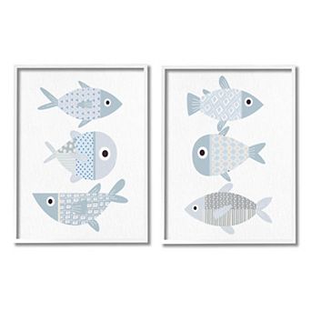 Stupell Home Decor 2 pc Whimsical Patterned Fish Wall Art Set