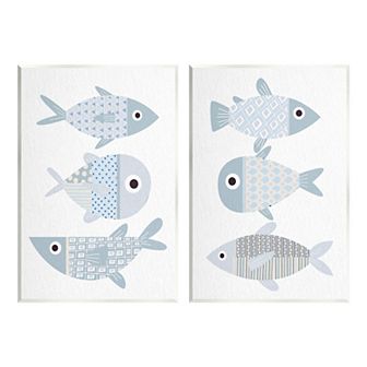 Stupell Home Decor 2 pc Whimsical Patterned Fish Wall Art Set
