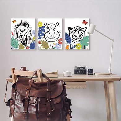 Stupell Home Décor Jungle Animal Kingdom Kids Plaque Wall Art 3-pc. Set