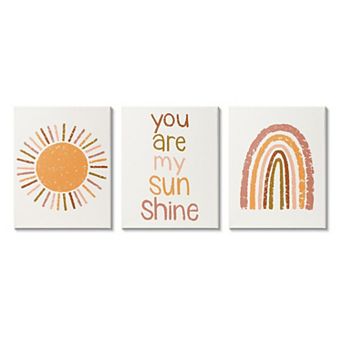 Stupell Home Decor My Sunshine Rainbow Canvas Wall Art 3 pc Set