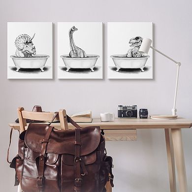 Stupell Home Decor Dinosaurs Bathing Canvas Wall Art 3-pc. Set