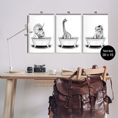 Stupell Home Decor Dinosaur Bathing Plaque Wall Art 3-pc. Set