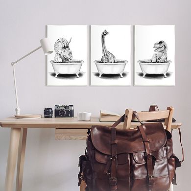 Stupell Home Decor Dinosaur Bathing Plaque Wall Art 3-pc. Set