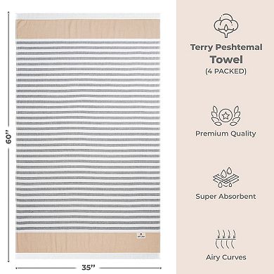 American Soft Linen 4-pc Peshtemal Beach Towels