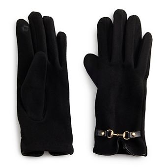 Women's Nine West Solid Gloves With Horsebit & PU Trim