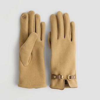 Women's Nine West Solid Gloves With Horsebit & PU Trim