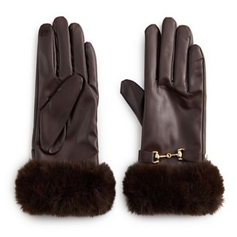 Women's Nine West Faux Fur Cuff Gloves