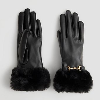 Women's Nine West Faux Fur Cuff Gloves