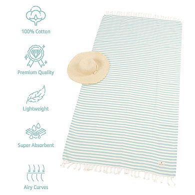 American Soft Linen 4-pc Turkish Peshtemal Oversized Beach Towel Set