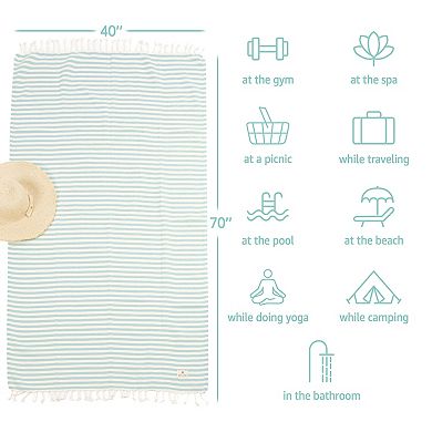 American Soft Linen 4-pc Turkish Peshtemal Oversized Beach Towel Set