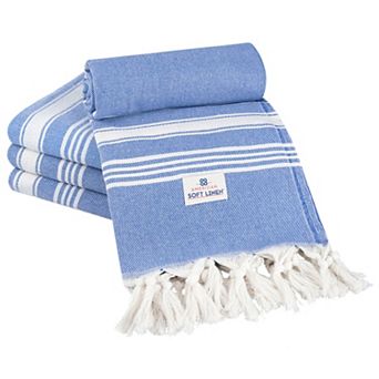 American Soft Linen 4 pc Turkish Peshtemal Oversized Beach Towel Set