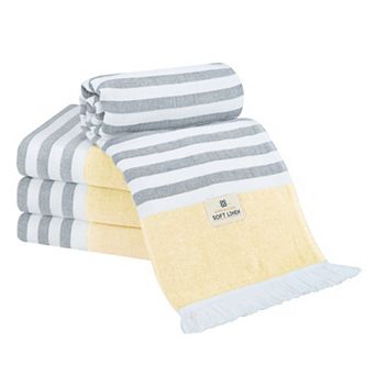 American Soft Linen 4 pc Turkish Peshtemal Oversized Beach Towel Set