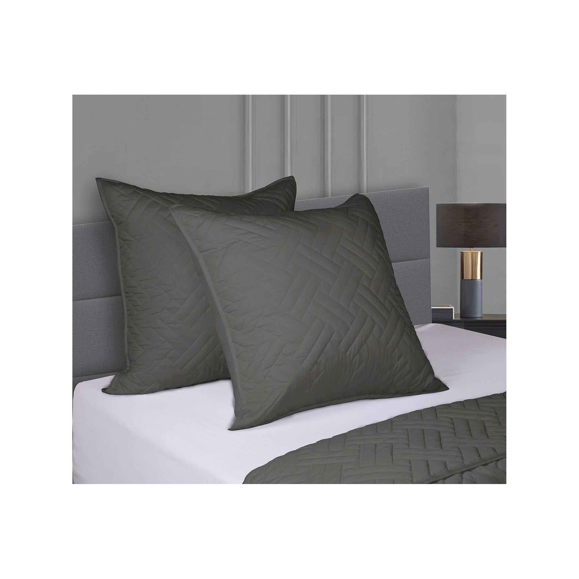 Hotelier Quilted Coverlet Euro Sham, Dark Gray