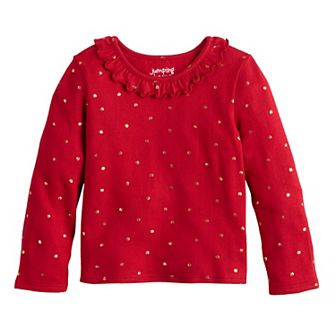 Baby & Toddler Girls Jumping Beans® Cozy Knit Ruffle Collar Long Sleeve Top