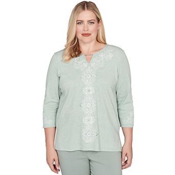 Petite Alfred Dunner Soft Embroidered Pattern Top