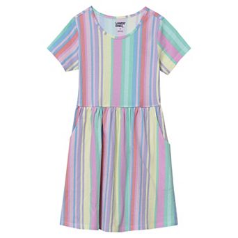 Girls 2-16 Lands' End Short Sleeve Gathered Waist Jersey Dress