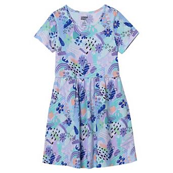 Girls 2-16 Lands' End Short Sleeve Gathered Waist Jersey Dress