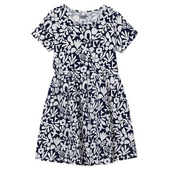 Girls 2-16 Lands' End Short Sleeve Gathered Waist Jersey Dress