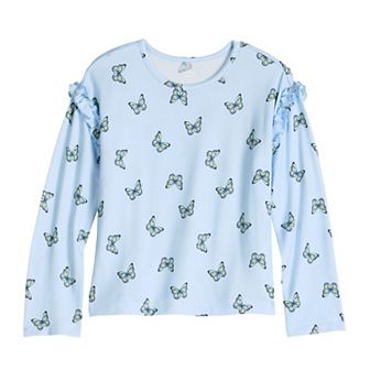 Girls 4-12 Jumping Beans® Ruffle Shoulder Cozy Knit Top