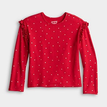 Girls 4-12 Jumping Beans® Ruffle Shoulder Cozy Knit Top