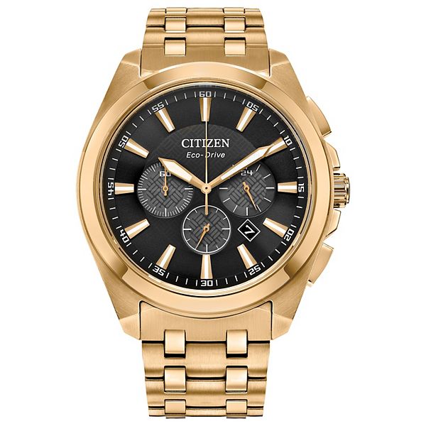 Citizen Eco-Drive Men's Peyton Two-tone Stainless Chrono Bracelet Watch - Black Gold Tone
