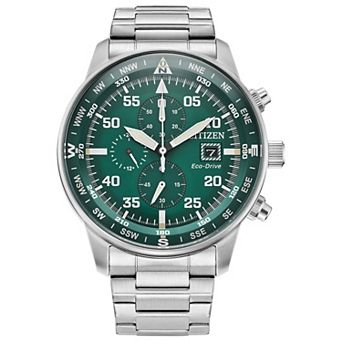 Citizen Eco-Drive Men's Stainless Green Dial Chronograph Bracelet Watch
