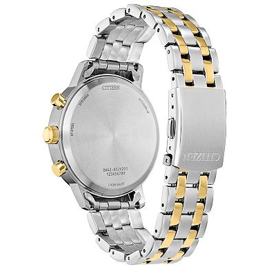 Citizen Eco-Drive Men's Two-tone Stainless Black Chrono Dial Bracelet Watch