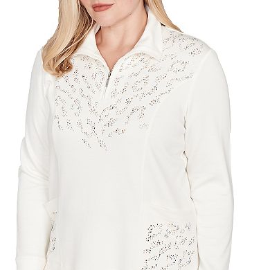 Petite Alfred Dunner Metallic Studded Animal Pattern Knit Top