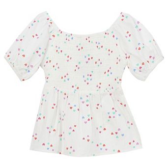 Girls 2-16 Lands' End Short Sleeve Smocked Woven Top