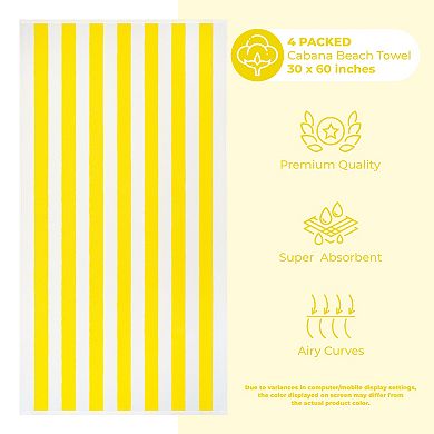 American Soft Linen 4-pc Turkish Cabana Striped Beach Towel Set